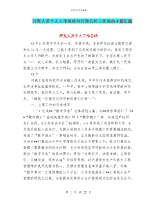 开发人员个人工作总结与开发公司工作总结4篇汇编