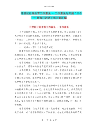 开发区计划生育工作意见