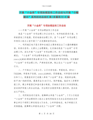 开展“小金库”专项治理宣传工作总结与开展“巾帼建功”系列活动总结汇报汇编