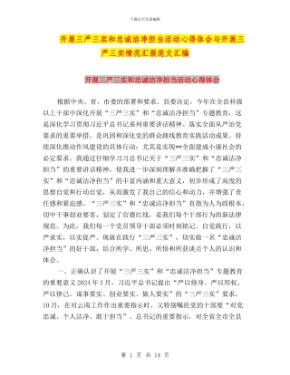 开展三严三实和忠诚干净担当活动心得体会与开展三严三实情况汇报范文汇编