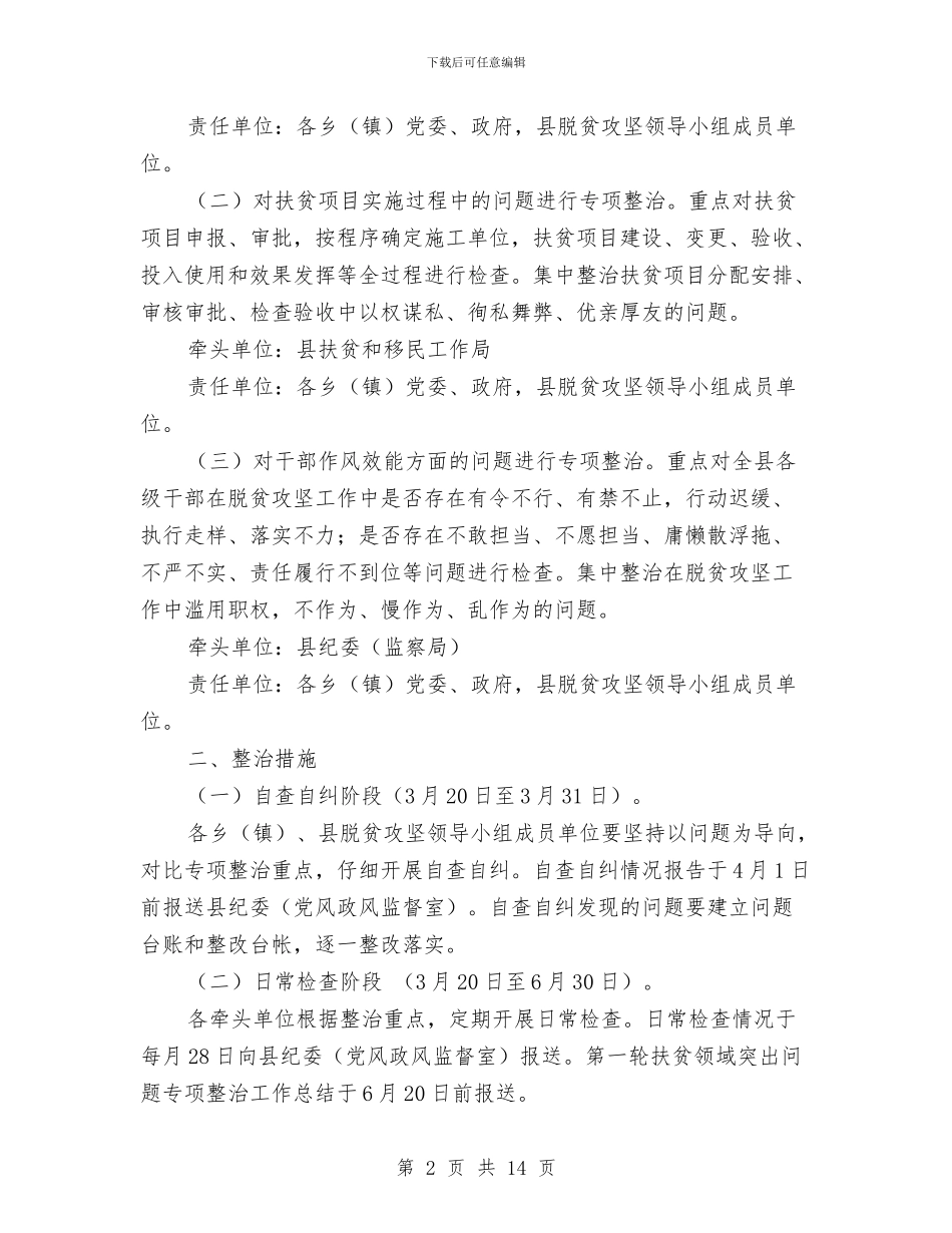 开展扶贫领域突出问题第一轮专项整治工作方案与开展抗菌药物临床应用专项整治活动3年情况总结汇编_第2页