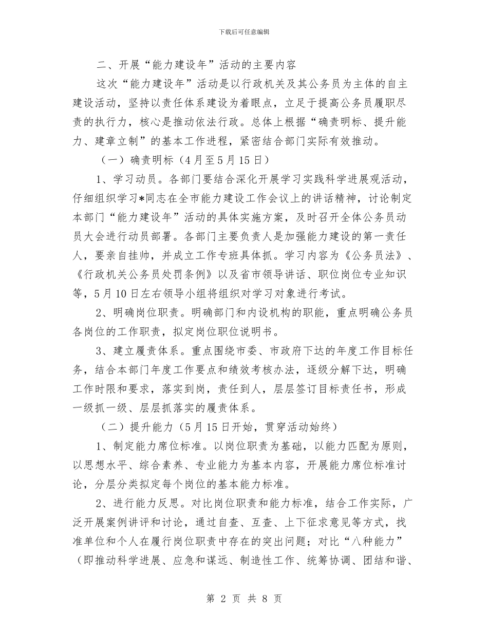 开展能力建设年活动方案与开展解放思想学习活动心得体会汇编_第2页