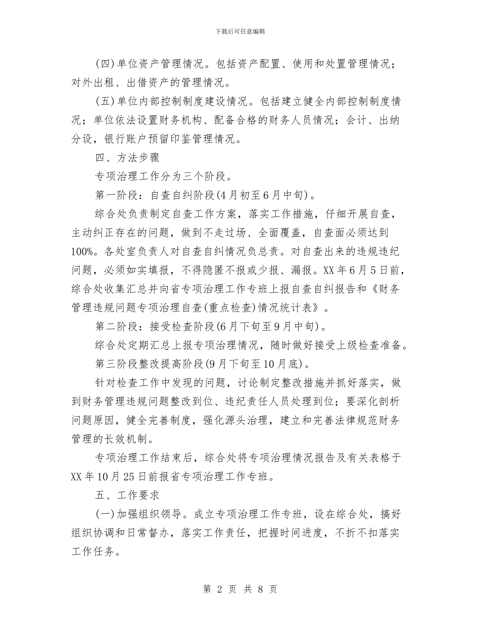 开展财务管理违规问题专项治理实施方案与开展边富民送温暖活动工作总结汇编_第2页