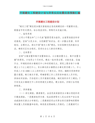 开展避灾工程建设计划与异常反应处置应急预案汇编