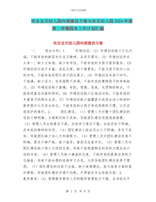快乐宝贝幼儿园内部建设方案与快乐幼儿园2024年度第二学期园务工作计划汇编