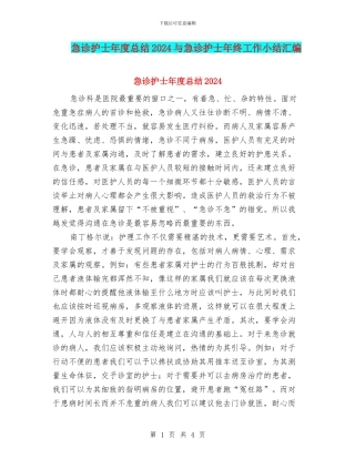 急诊护士年度总结2024与急诊护士年终工作小结汇编