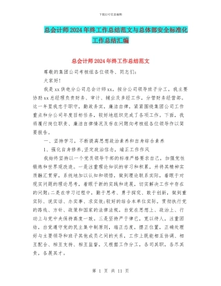 总会计师2024年终工作总结范文与总体部安全标准化工作总结汇编