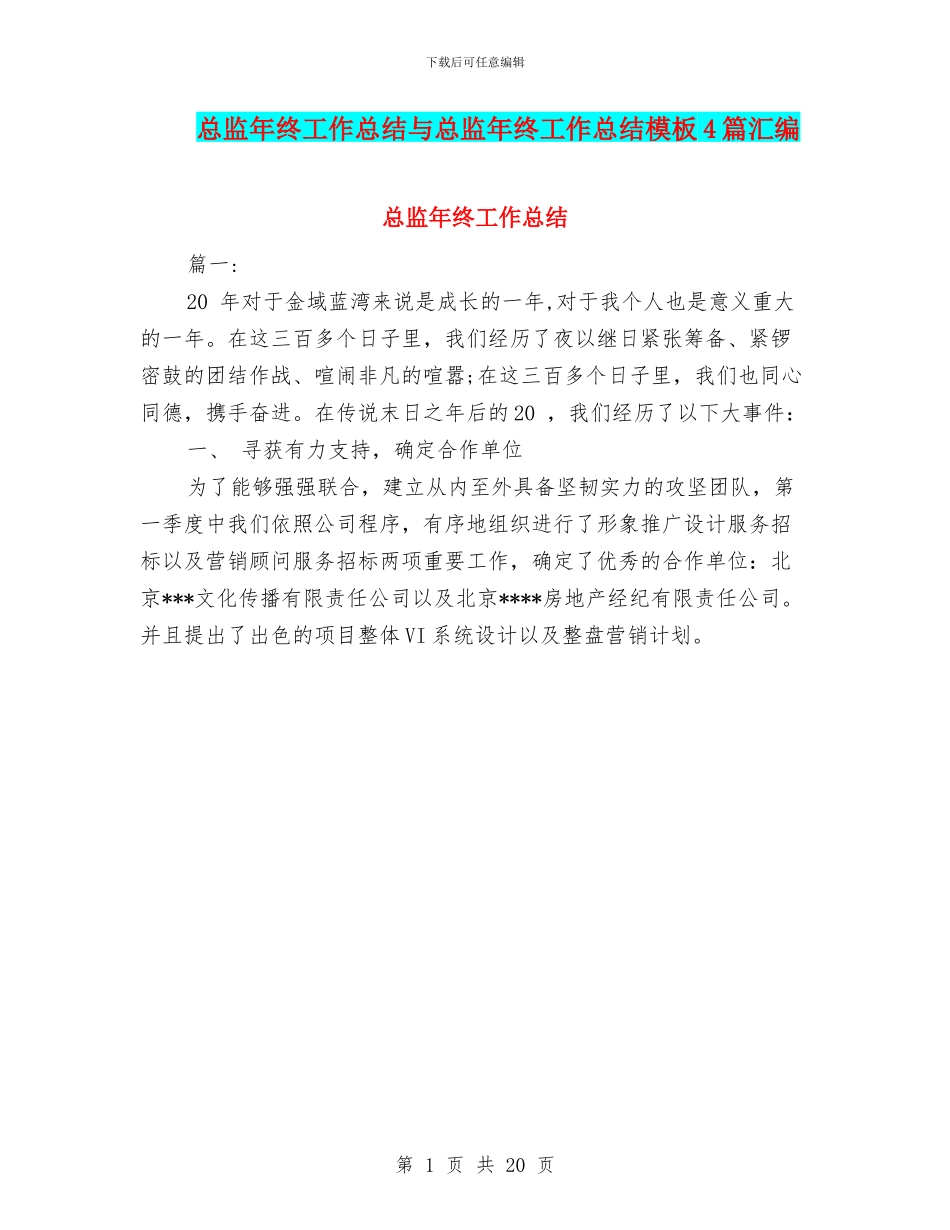 总监年终工作总结与总监年终工作总结模板4篇汇编_第1页