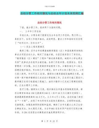 总结分管工作相关情况与总结去年计划未来范例汇编