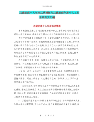 总裁助理个人年度总结模板与总裁助理年度个人工作总结范文汇编