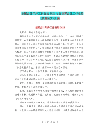 总账会计年终工作总结2024与总预算会计工作总结汇编
