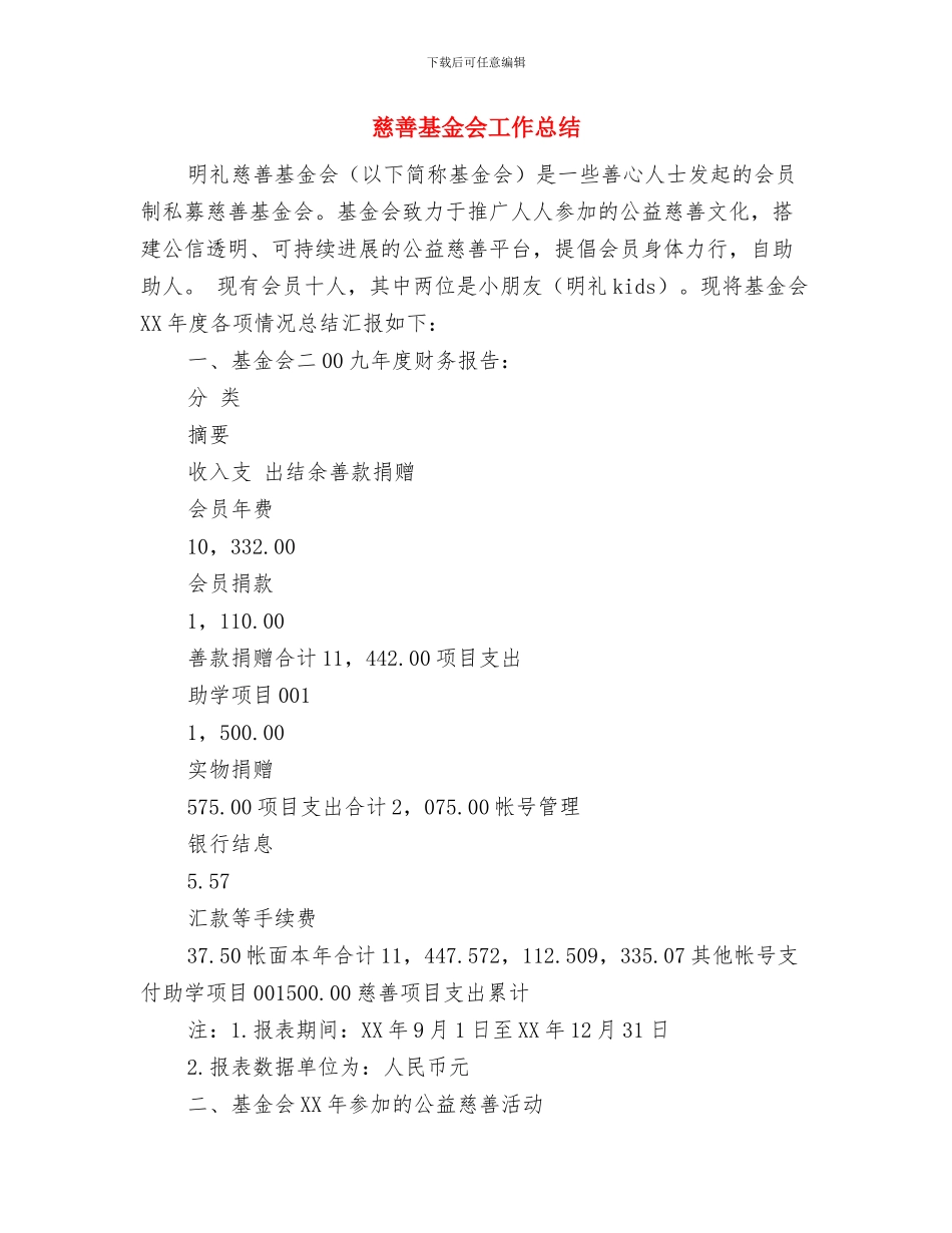 慈善分会工作总结与慈善基金会工作总结汇编_第3页