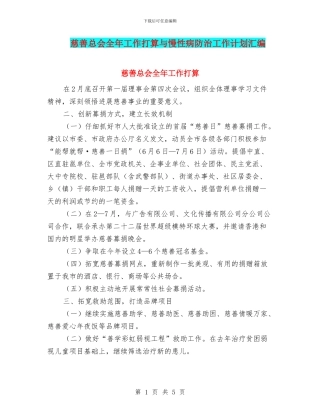 慈善总会全年工作打算与慢性病防治工作计划汇编