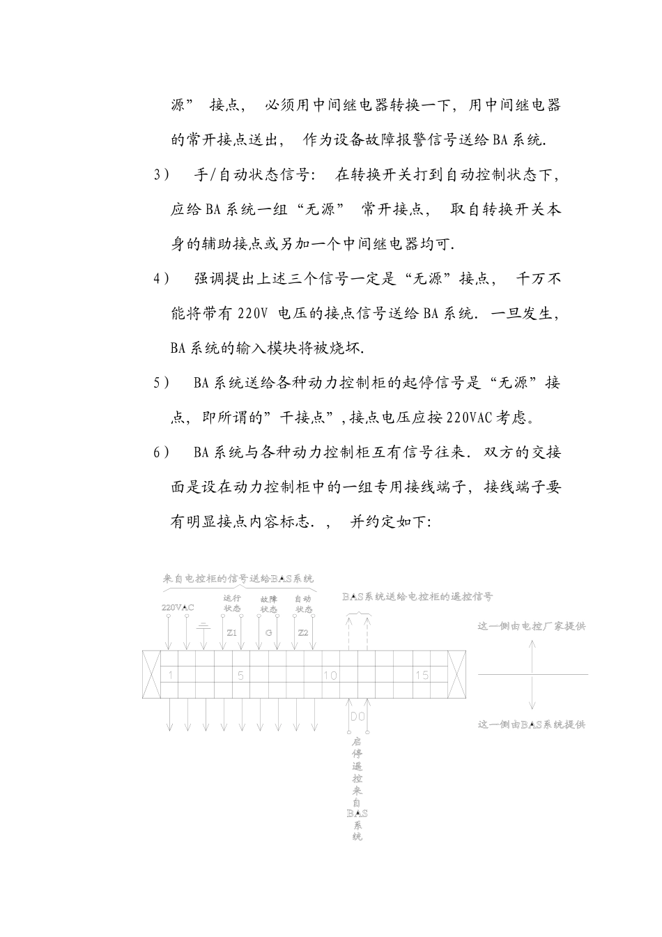 BA系统对电气设备动力柜的自控接口要求_第2页