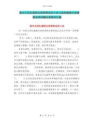 我对五四红旗团支部答辩会的小结与我局就践行发展观各种问题自查报告汇编