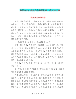 我的安全心得体会与我的年度工作总结汇编