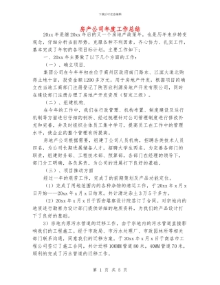 房产公司年度工作总结