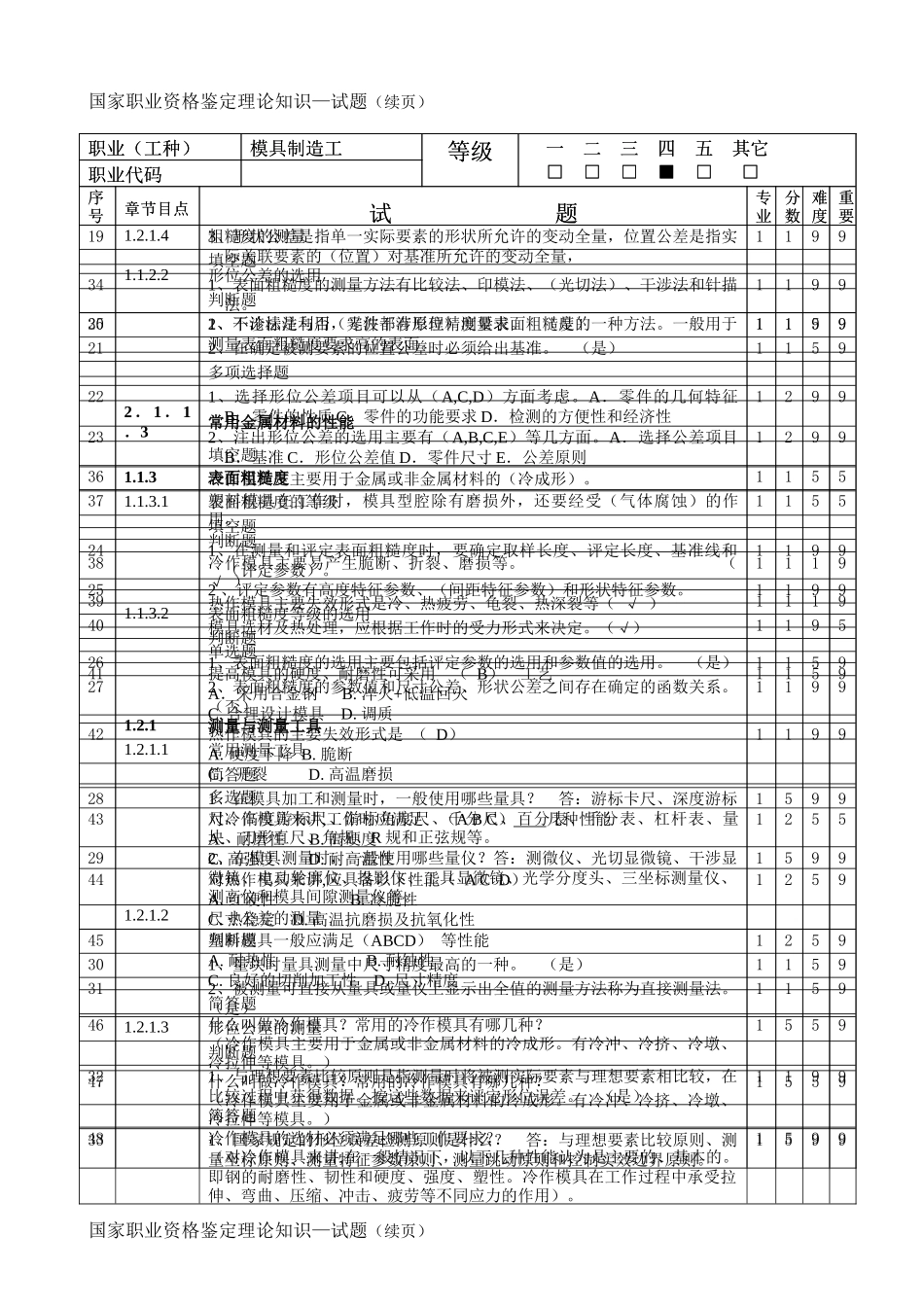 模具中级理论知识考题_第2页
