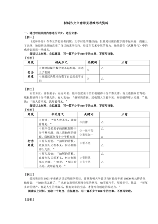 材料作文立意常见思维形式