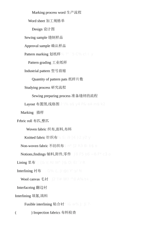 服装术语韩语对照汉语