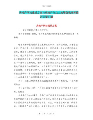 房地产网站建设方案与房地产行业土地增值税清算整治方案汇编