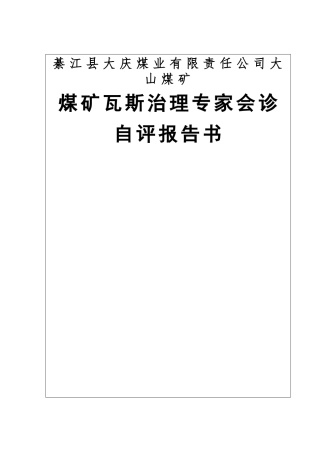 XXXX度大山煤矿瓦斯治理专家会诊自评报告书