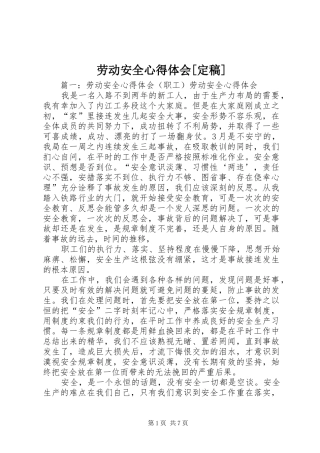 劳动安全心得体会[定稿]