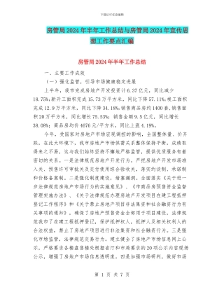 房管局2024年半年工作总结与房管局2024年宣传思想工作要点汇编