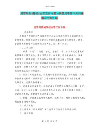 房管局四城同创协管工作方案与房管局干部作风问题整治方案汇编