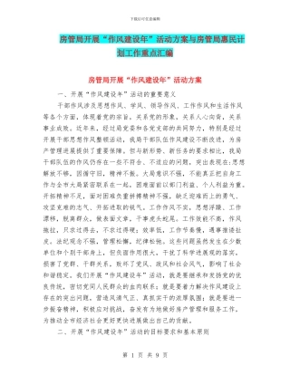 房管局开展“作风建设年”活动方案与房管局惠民计划工作重点汇编
