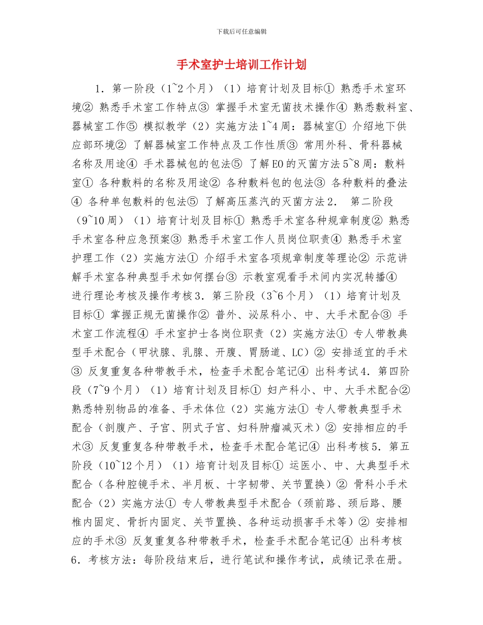 手术室护士周工作计划与手术室护士培训工作计划汇编_第3页