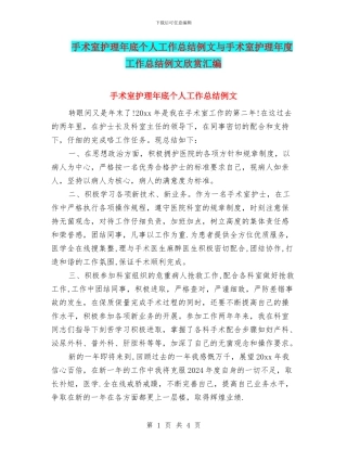 手术室护理年底个人工作总结例文与手术室护理年度工作总结例文欣赏汇编