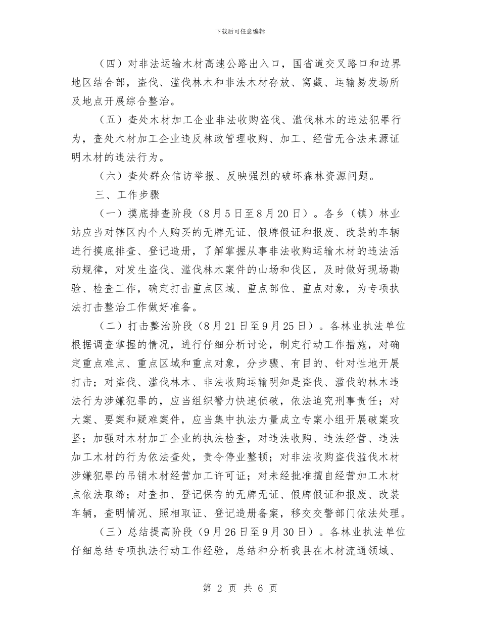 打击整治非法运输木材实施方案与打击非法倒装液化气实施方案汇编_第2页