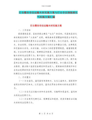 打击整治非法运输木材实施方案与打击非法倒装液化气实施方案汇编