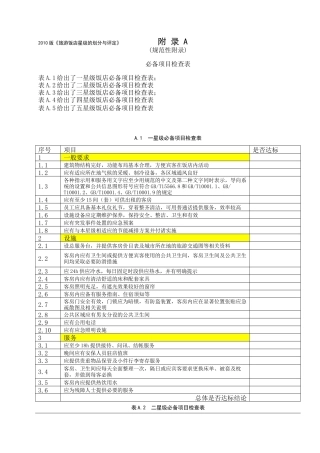 XXXX版《旅游饭店星级的划分与评定》(4-2)[附录A--必备项目检查表]