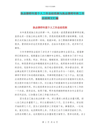 执业律师年度个人工作总结范例与执业律师年终工作总结例文汇编