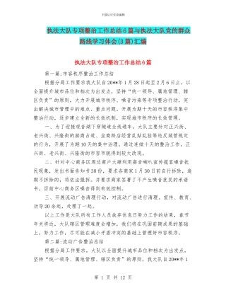 执法大队专项整治工作总结6篇与执法大队党的群众路线学习体会汇编