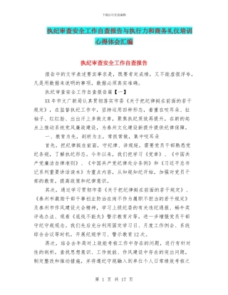 执纪审查安全工作自查报告与执行力和商务礼仪培训心得体会汇编