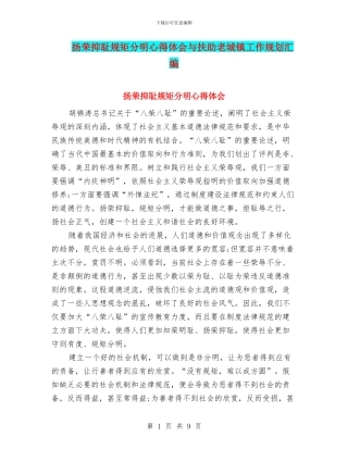 扬荣抑耻规矩分明心得体会与扶助老城镇工作规划汇编