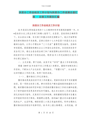 扶贫办工作总结及工作计划与扶贫办工作进展自查汇报