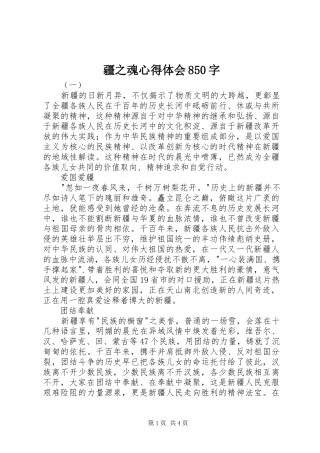 疆之魂心得体会850字