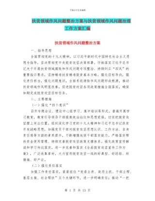 扶贫领域作风问题整治方案与扶贫领域作风问题治理工作方案汇编