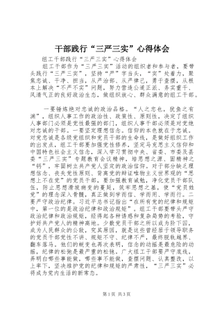 干部践行“三严三实”心得体会