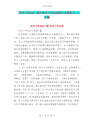技术工作总结十篇与技术工作总结报告(1)汇编