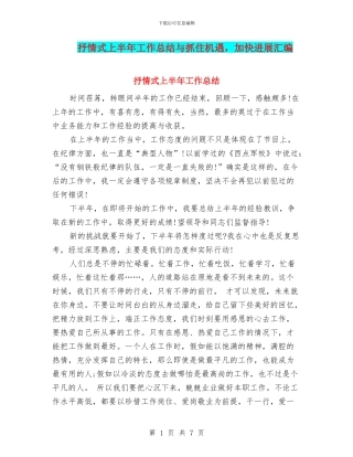 抒情式上半年工作总结与抓住机遇