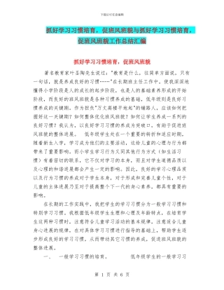 抓好学习习惯培养-促班风班貌与抓好学习习惯培养-促班风班貌工作总结汇编