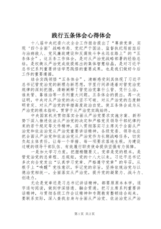 践行五条体会心得体会