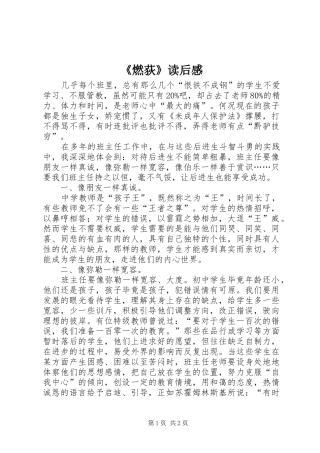 《燃荻》读后感