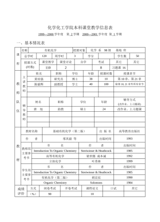 化学化工学院本科课堂教学信息表