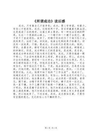 《所谓成功》读后感